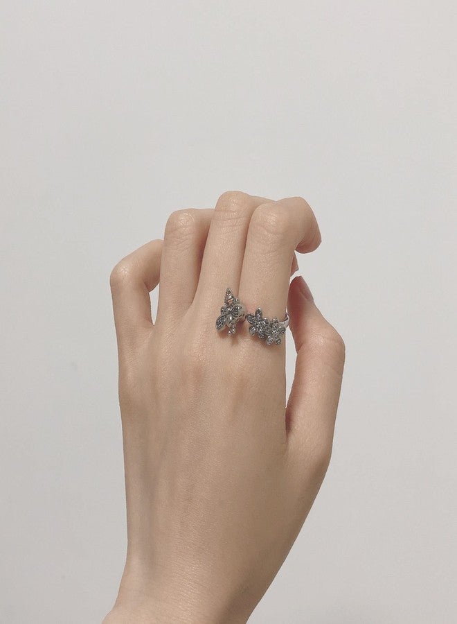 OIDIMS خواتم دوارة من OIDIMS بتصميم نحلة وزهرة ديزي، قابلة للتعديل، مفتوحة، لتخفيف القلق، للنساء والفتيات، مرصعة بالزركون، تخفف التوتر، مجوهرات حيوانية جميلة مهدئة، هدايا للابنة أو الصديقة المقربة في عيد الميلاد (زهرتان ديزي) - Image 5